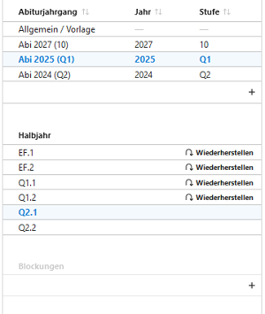 Blockungsauswahl