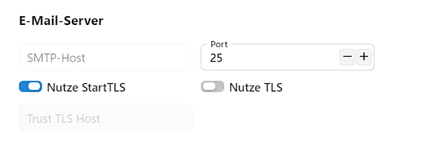 Eingabe der Daten für einen Emailserver zum Versand von Emails aus dem SVWS-Client. Emaileinstellungen für die Schule