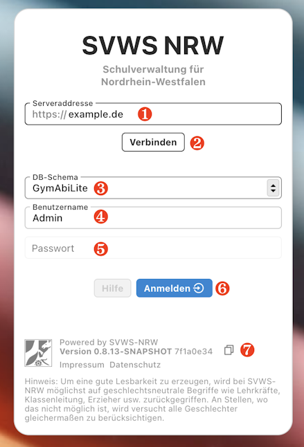 Geben Sie Ihre Logindaten ein. Login-Bildschirm