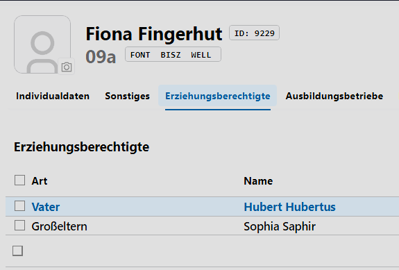 Setzen Sie in der App Schule bei den Erziehungsberchtigten die Erziehungsart für den Eintrag