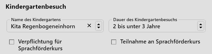 Kita-Eintrag in der App Schule unter Schulbesuch
