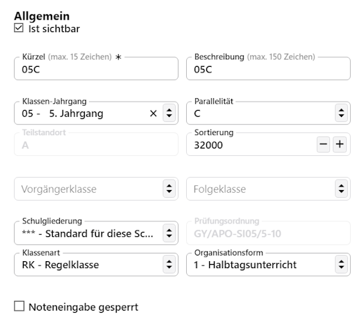Wichtige Details zu einer Klasse. Details zu einer Klasse