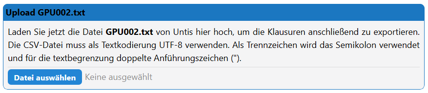 Für manche Exporte wird eine aktuelle GPU002.txt benötigt. Übergeben Sie eine aktuelle GPU002.txt für manche Exporte
